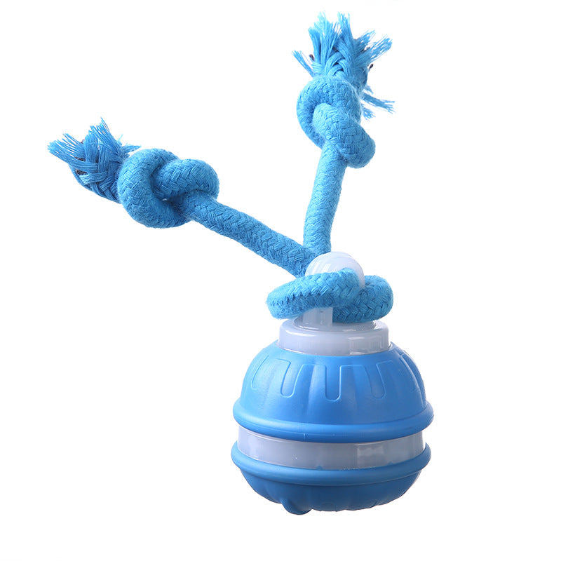 Blue 2-pcs Interactive Dog Toy - Self-Moving Ball with Rope, Boredom Buster