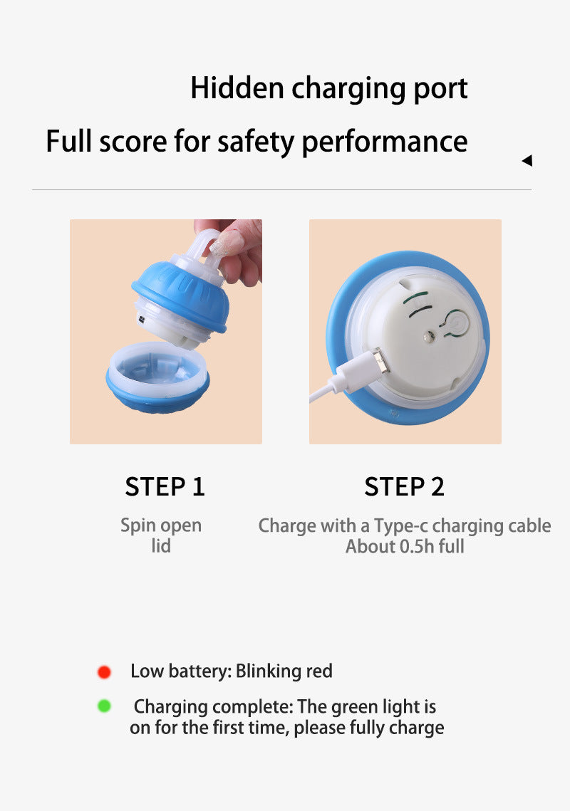 Orange 2-pcs Interactive Dog Toy - Self-Moving Ball with Rope, Boredom Buster (With Bird Calls)