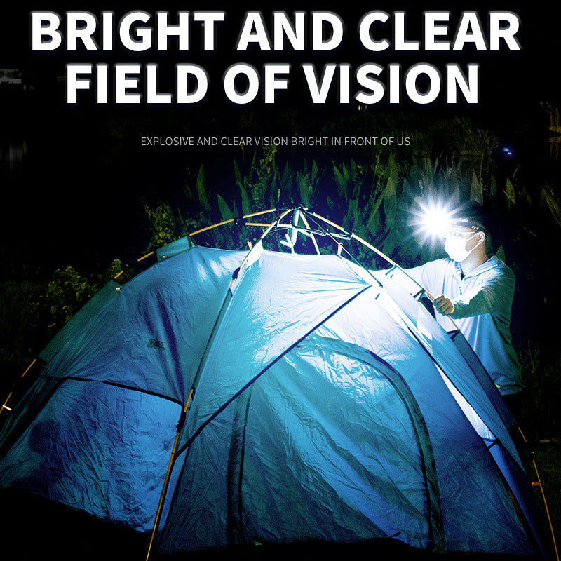 Green Rechargeable LED Headlight - Cap Light, Long Lasting Camping Light