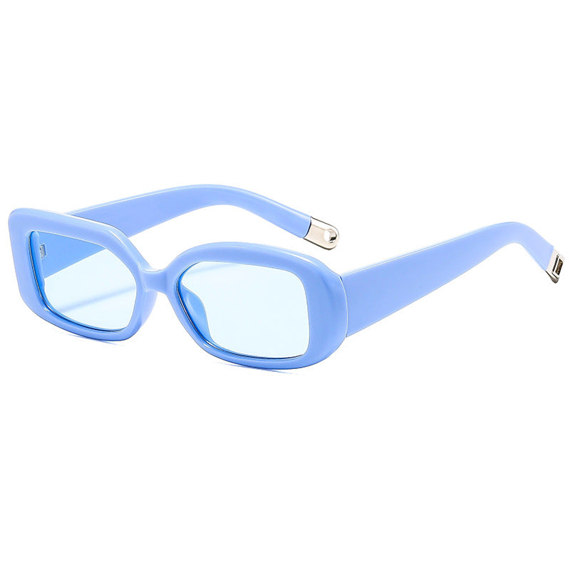 Blue frame blue film 2-pcs Retro Rectangular Sunglasses for Women & Men