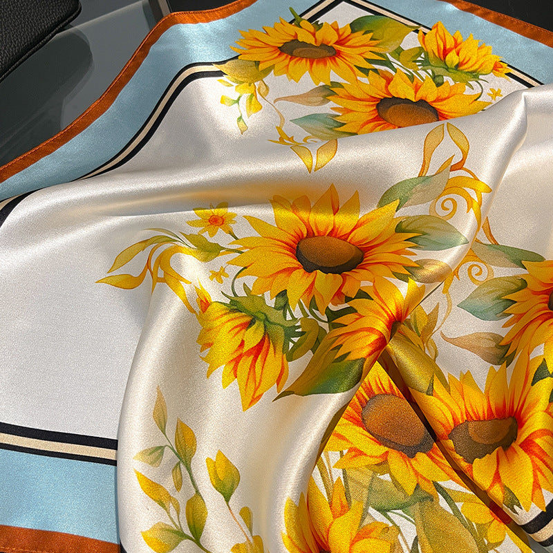Yellow sunflower Women's silk scarves, accessories for all seasons