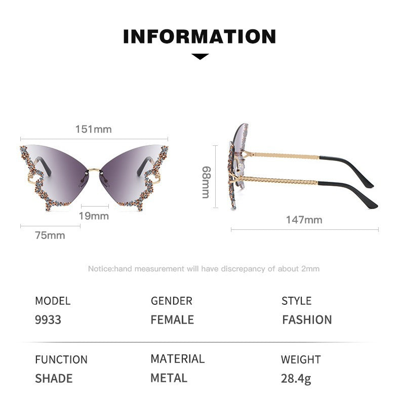 Yellow 2 - PCS Fashion Street Style Sunglasses: Diamonte Butterfly Edition