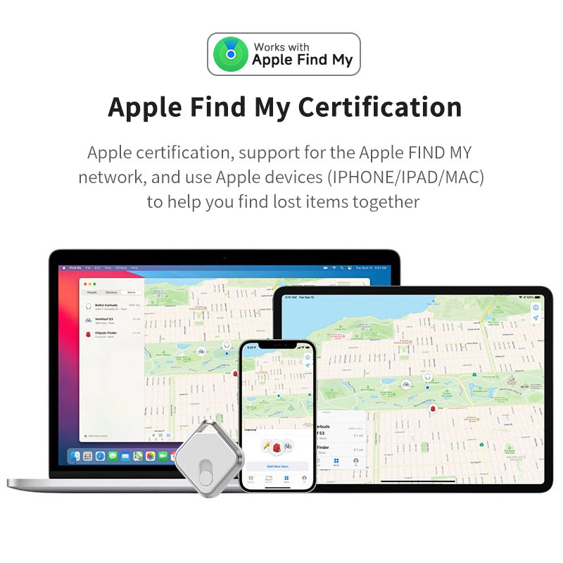 Silver Black GPS Locator - Apple Find My Compatible, Key Finder, Item Tracker, Anti-Theft