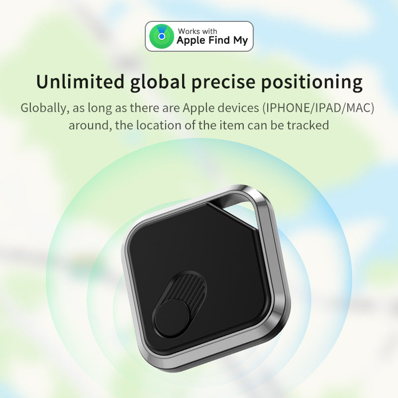 Silver Black GPS Locator - Apple Find My Compatible, Key Finder, Item Tracker, Anti-Theft