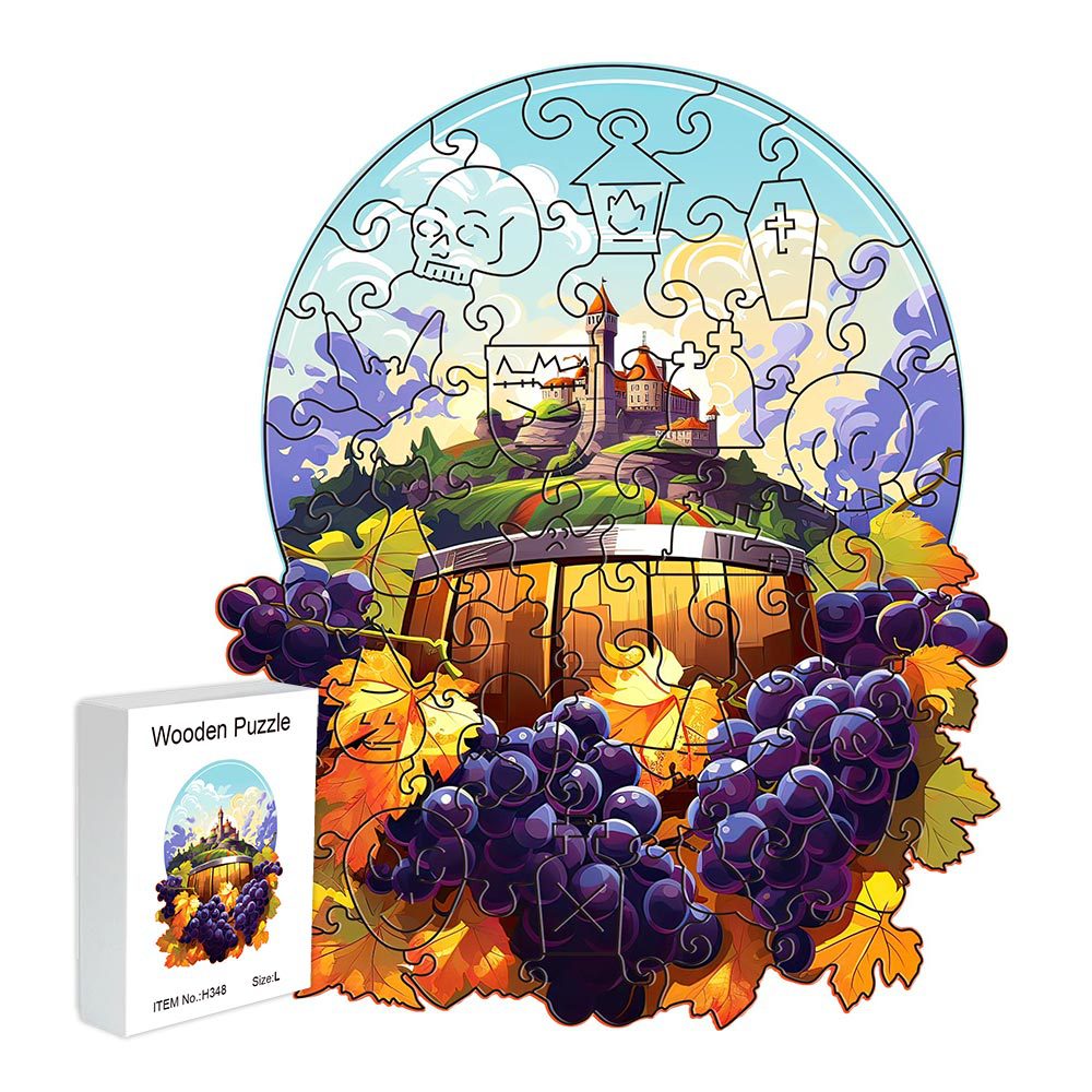 Wine grapes Wooden Puzzle - Vegetable & Fruit Design, Home Decor, Educational Toy (Size S)