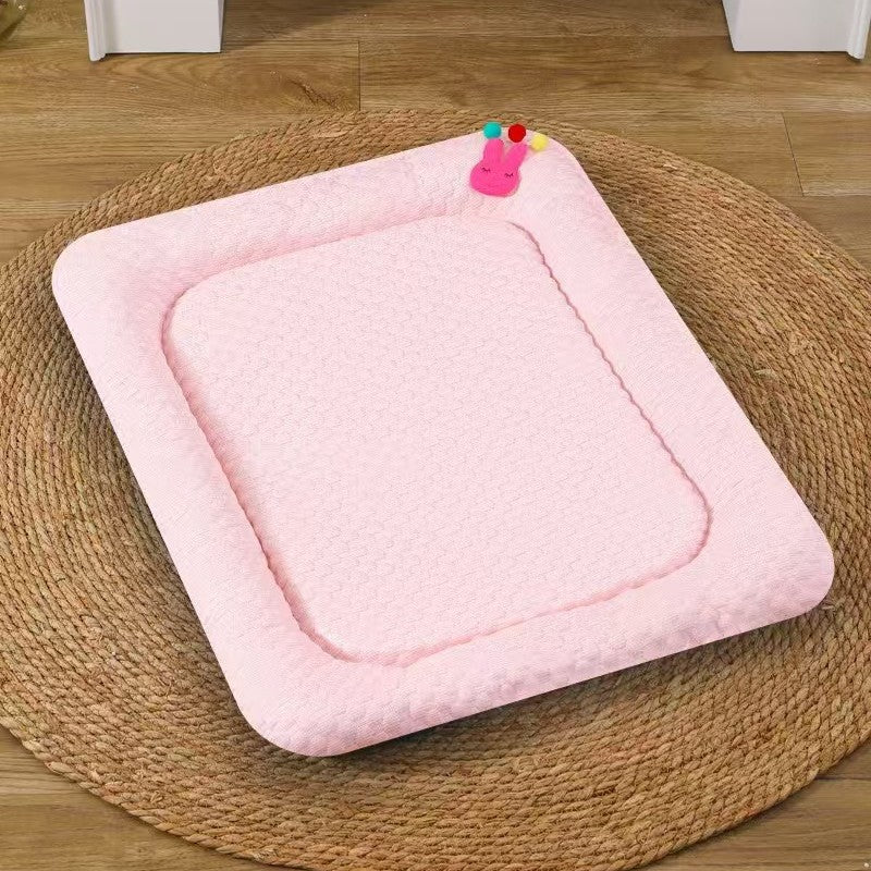 Pink Breathable Cooling Pet Mat - Ice Bean Summer Bed for Small Dogs (L : 50x65cm)