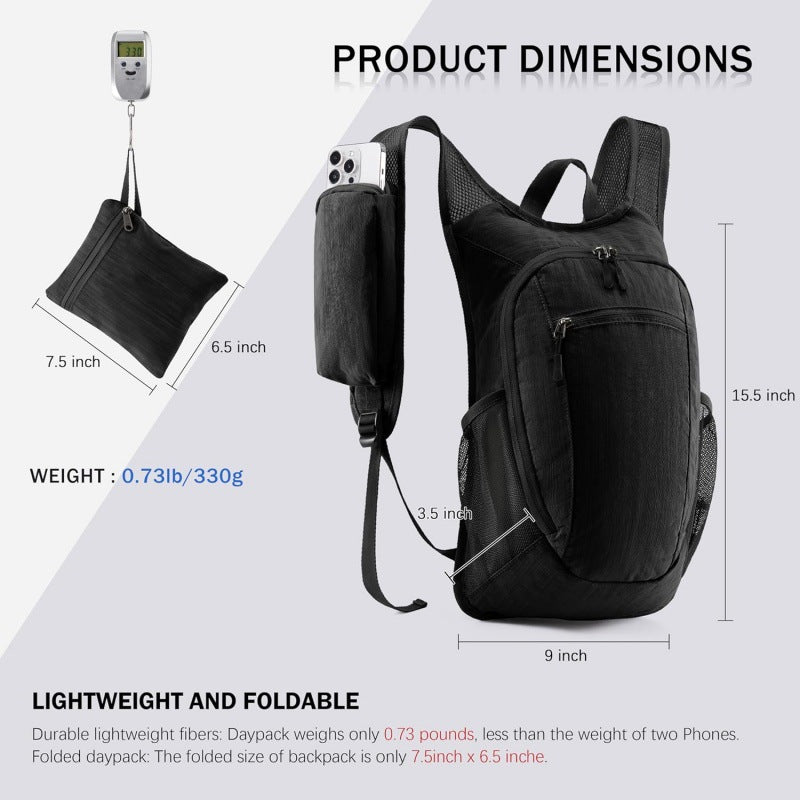 Gray Lightweight Foldable Backpack - Great for Hiking and Travel Backpacks