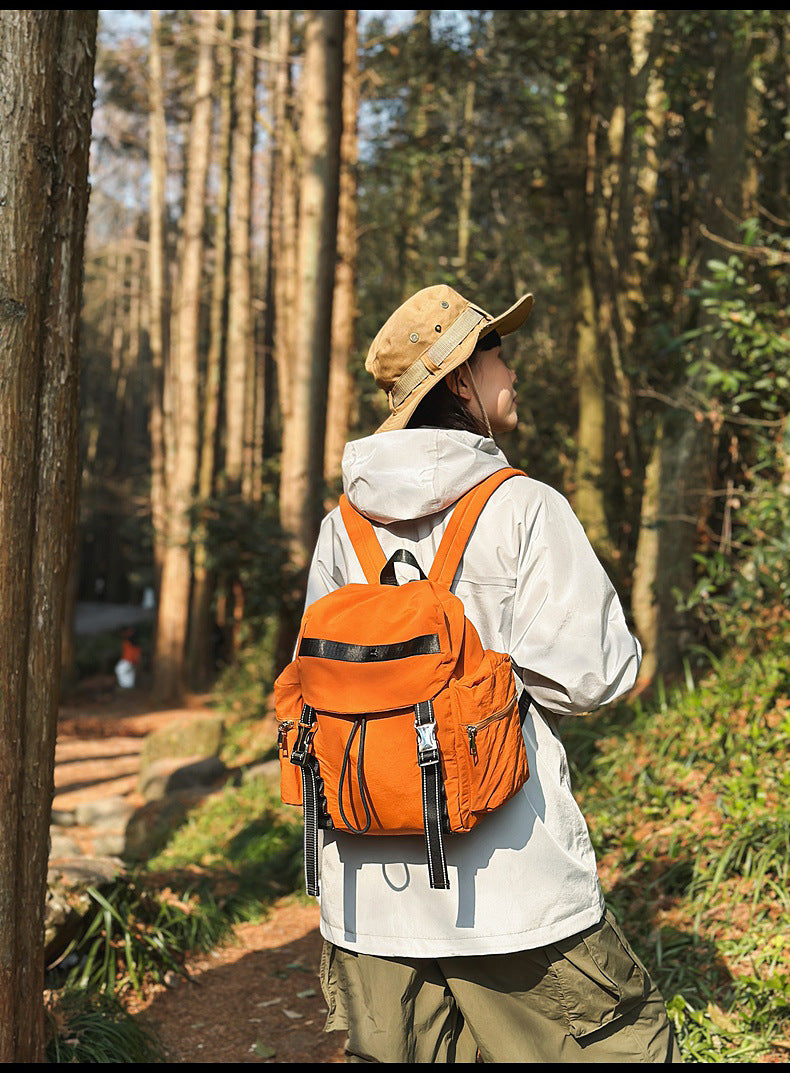 Brown Lightweight Nylon Backpack - Water Resistant Travel Daypack for Women & Men