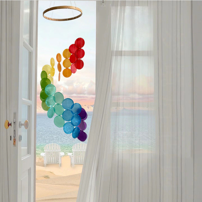 Green Bohemian Seashell Wind Chime - Dream Catcher Hanging Decor for Home