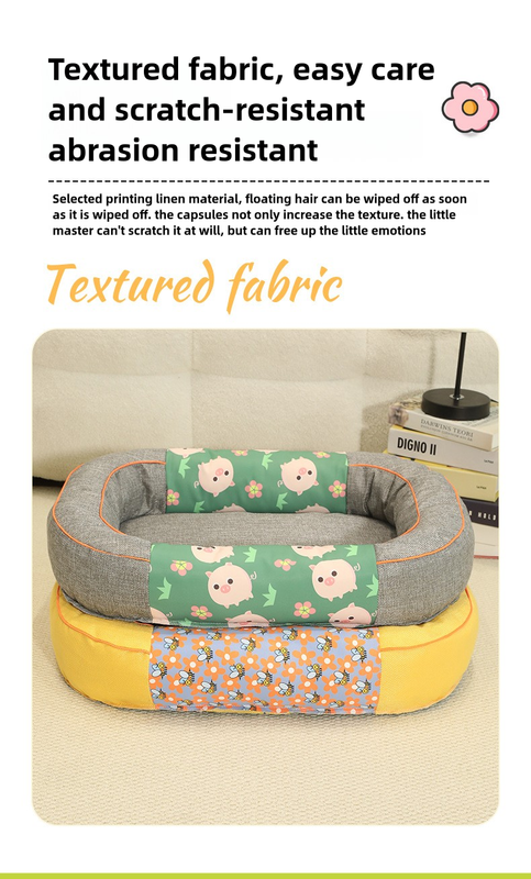 Size M Grey Cozy Pet Bed for Small Dogs and Cats - Durable & Chew-Resistant Nest for All Seasons