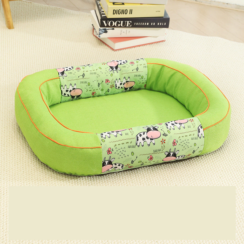 Size M Green Cozy Pet Bed for Small Dogs and Cats - Durable & Chew-Resistant Nest for All Seasons