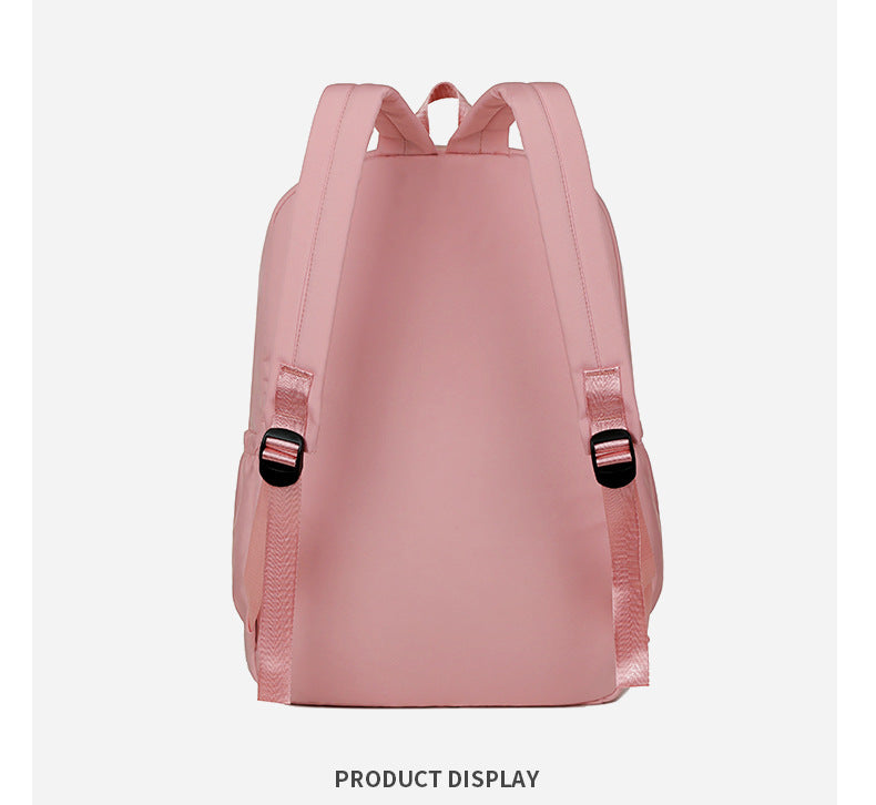 Pink Large Capacity Travel Backpack for Girls - Waterproof School Bag with Detachable Pencil Case