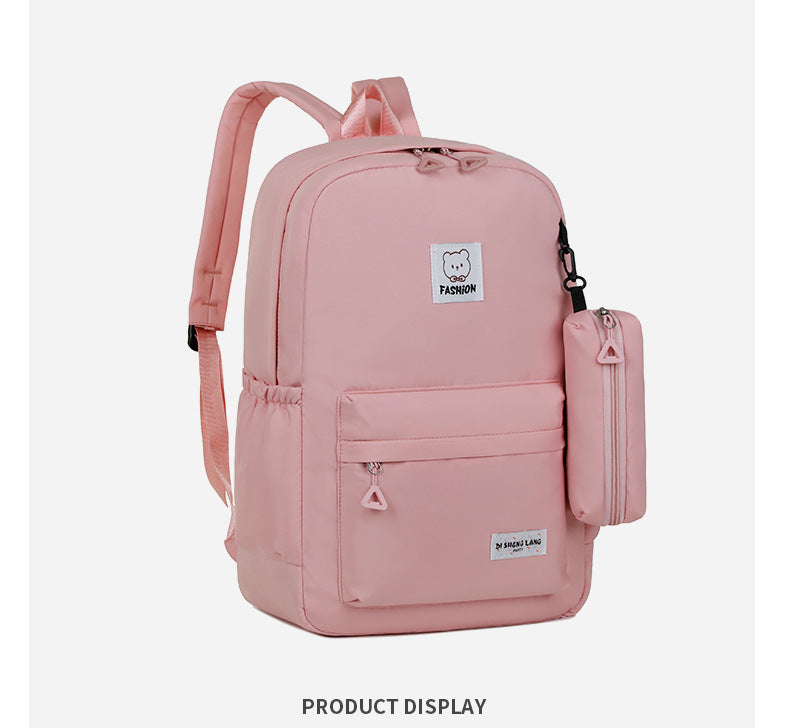 Purple Large Capacity Travel Backpack for Girls - Waterproof School Bag with Detachable Pencil Case