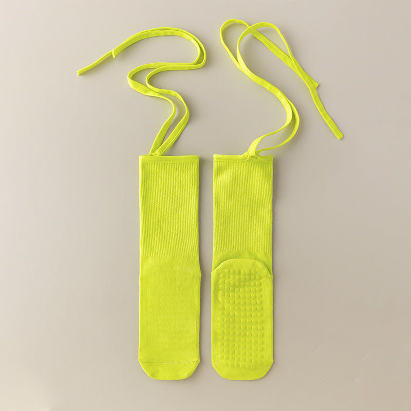 3 Pcs Bright Green Non-Slip Yoga Socks with Cross Straps - Cotton Pilates Dance Socks for Women, Lightweight Comfort