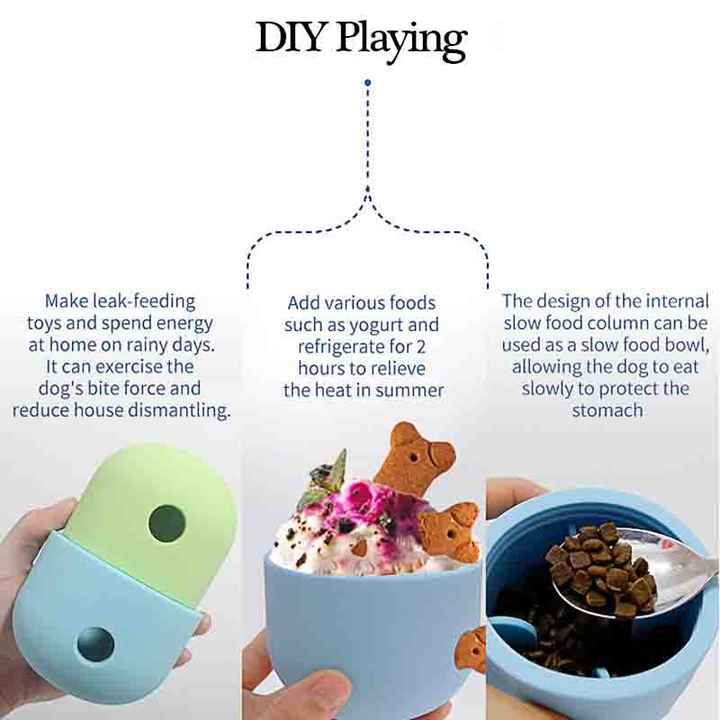 2 Pcs Green And Blue Interactive Pet Treat Dispensing Ball - Food-Grade Silicone Rolling Toy for Dogs with 1.5 cm Leakage Hole