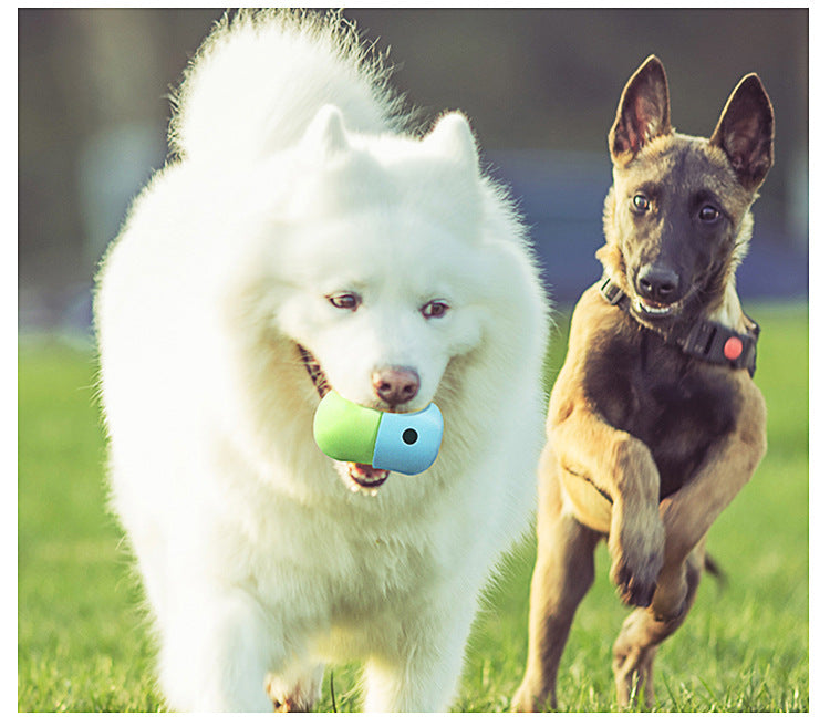 2 Pcs White And Blue Interactive Pet Treat Dispensing Ball - Food-Grade Silicone Rolling Toy for Dogs with 1.5 cm Leakage Hole