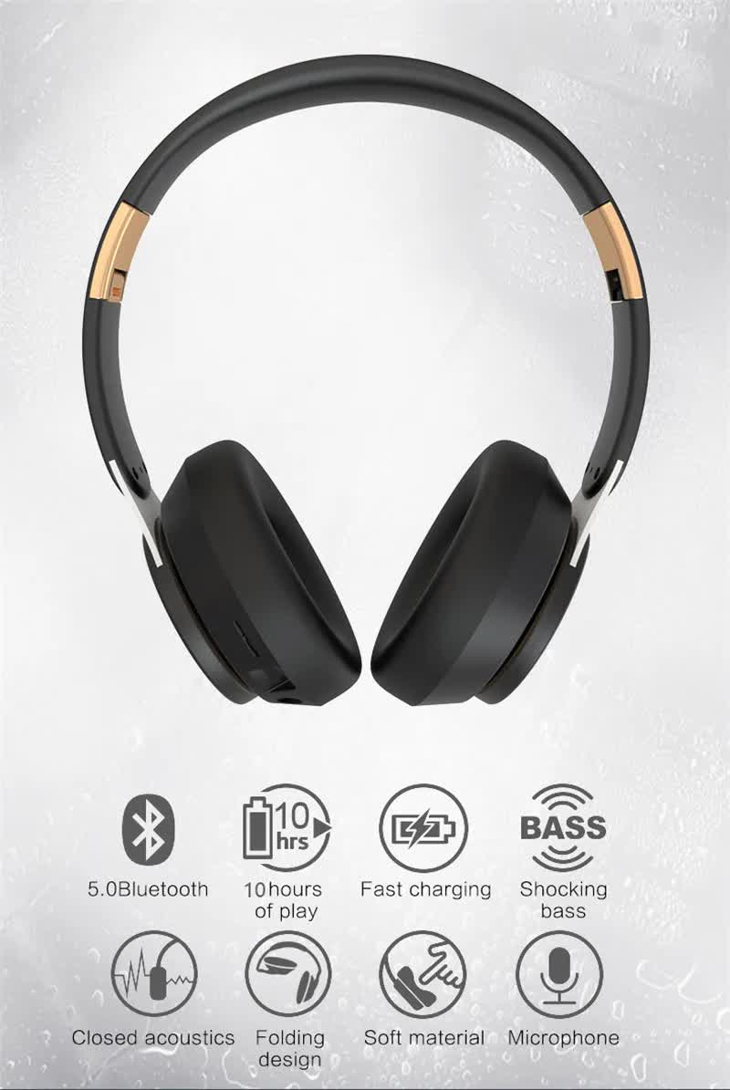 White Wireless Bluetooth Headphones with Noise Reduction - Heavy Bass, Long Battery Life, TF Card Support