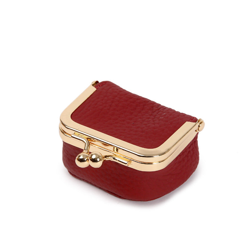 Red Mini Jewelry Pouch - Compact PU Leather Coin Purse for Earrings, Rings, and Necklaces, 6.5x5x3.5cm