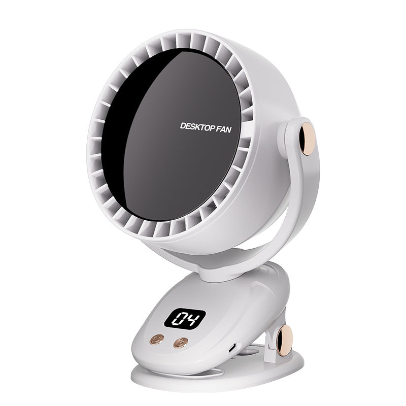 White Portable Bladeless Clip Fan with USB Charging - 180-Degree Oscillating, Lightweight, and Quiet for Desk, Camping, and Outdoor Use