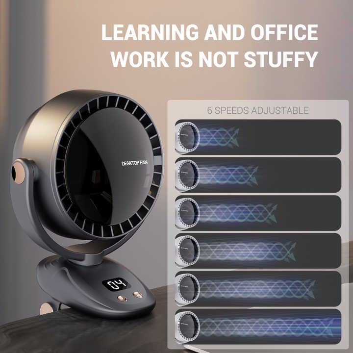 White Portable Bladeless Clip Fan with USB Charging - 180-Degree Oscillating, Lightweight, and Quiet for Desk, Camping, and Outdoor Use