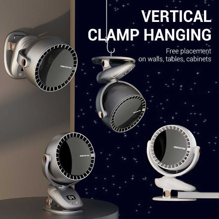 White Portable Bladeless Clip Fan with USB Charging - 180-Degree Oscillating, Lightweight, and Quiet for Desk, Camping, and Outdoor Use