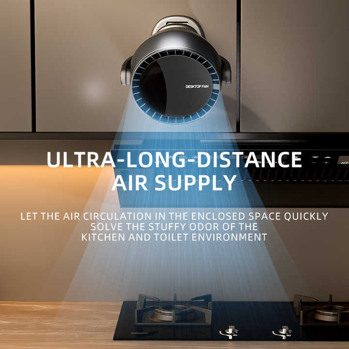 Black Portable Bladeless Clip Fan with USB Charging - 180-Degree Oscillating, Lightweight, and Quiet for Desk, Camping, and Outdoor Use