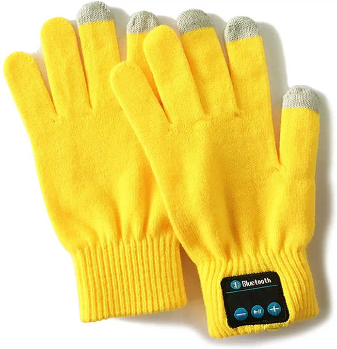 Yellow Bluetooth Touchscreen Winter Gloves - Warm, Thickened, and Hands-Free for Calls and Music, Perfect for Cycling