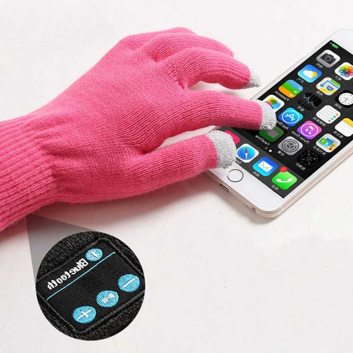 Pink Bluetooth Touchscreen Winter Gloves - Warm, Thickened, and Hands-Free for Calls and Music, Perfect for Cycling