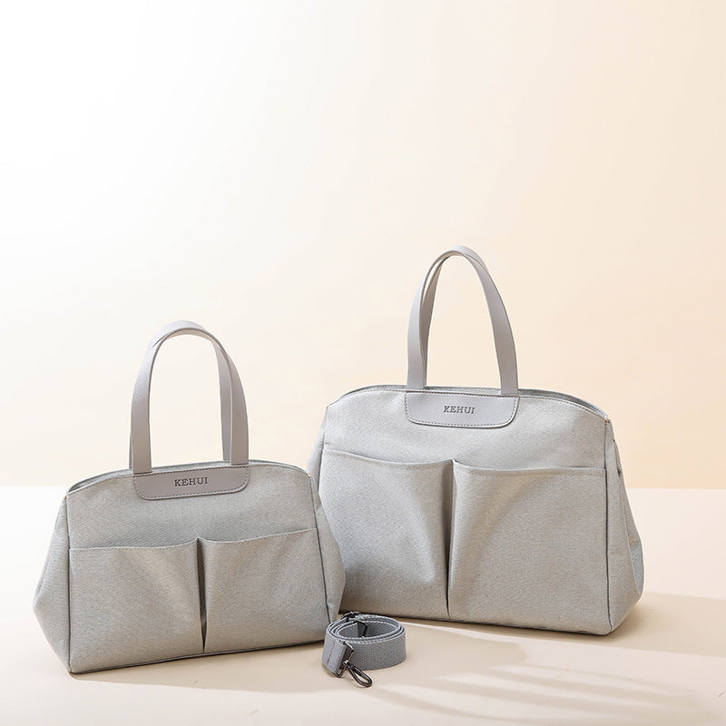 Size Small Grey Stylish Multi-Function Diaper Bag - Insulated Tote with Shoulder Strap for Baby Essentials