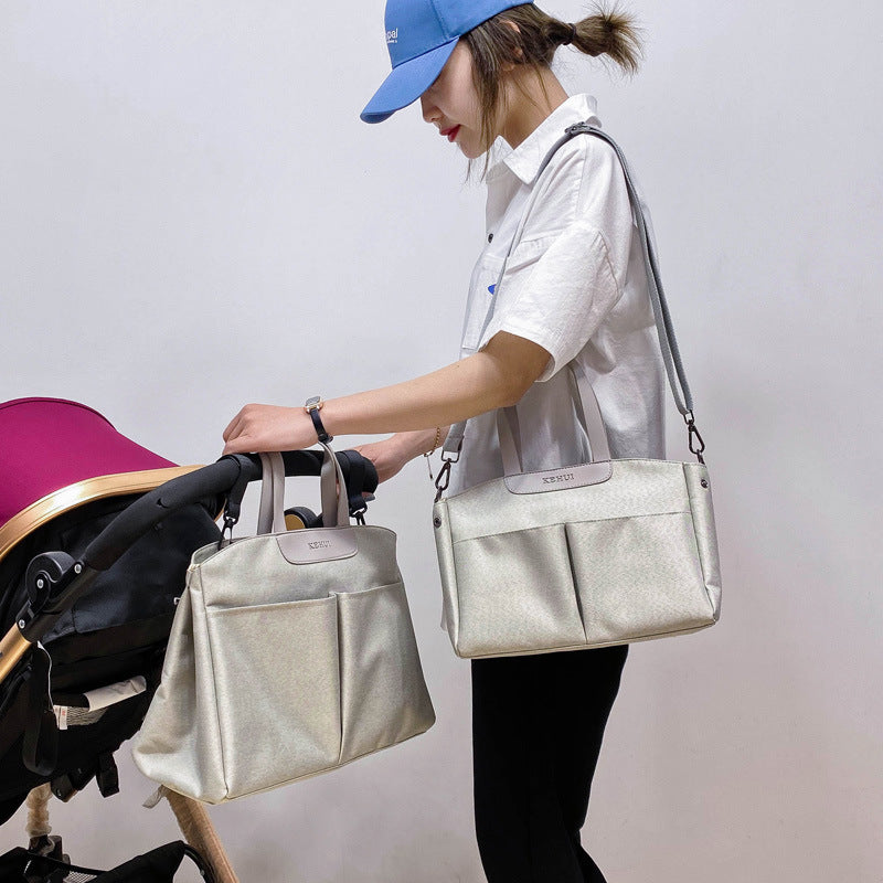 Size Small Dark Blue Stylish Multi-Function Diaper Bag - Insulated Tote with Shoulder Strap for Baby Essentials