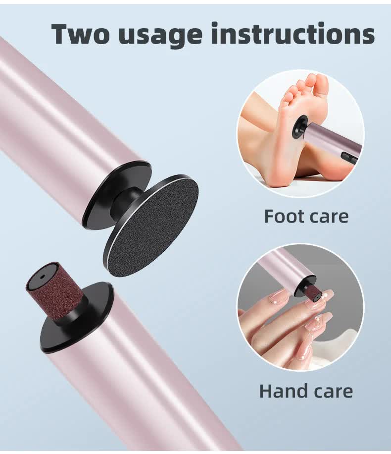 Purple Rechargeable Electric Foot File with 9 Speed Settings - Callus Remover for Smooth Feet