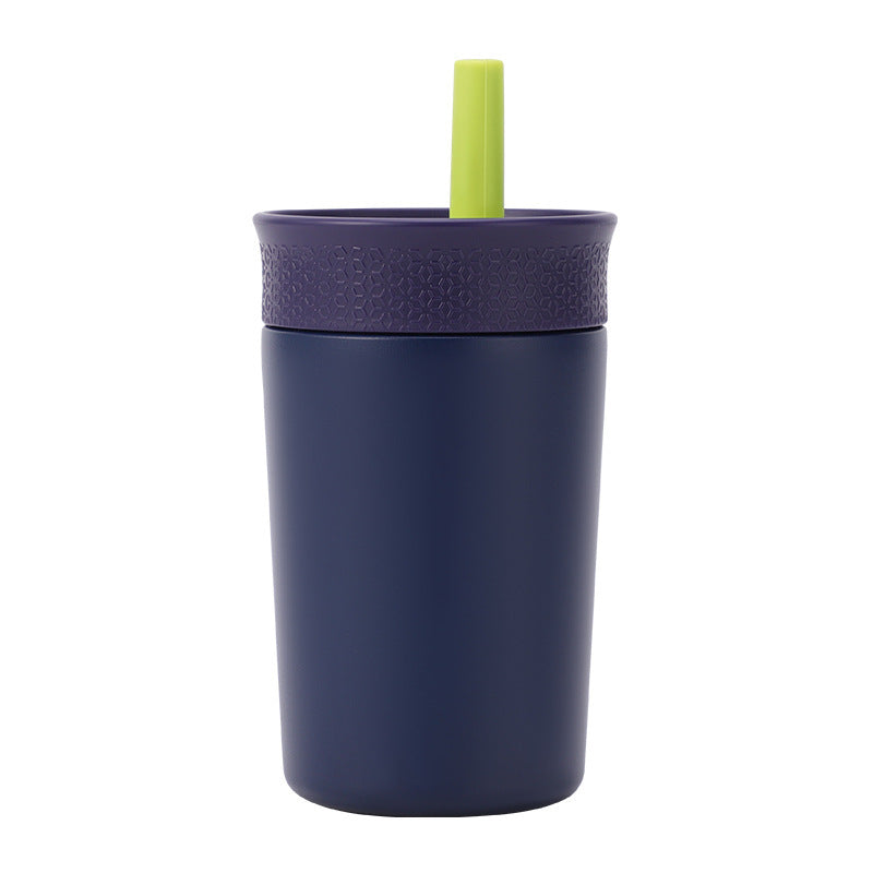 2 Pcs Dark Blue 12oz Insulated Tumbler with Straw - 304 Stainless Steel, BPA-Free, Leak-Proof Coffee Mug for Hot and Cold Drinks
