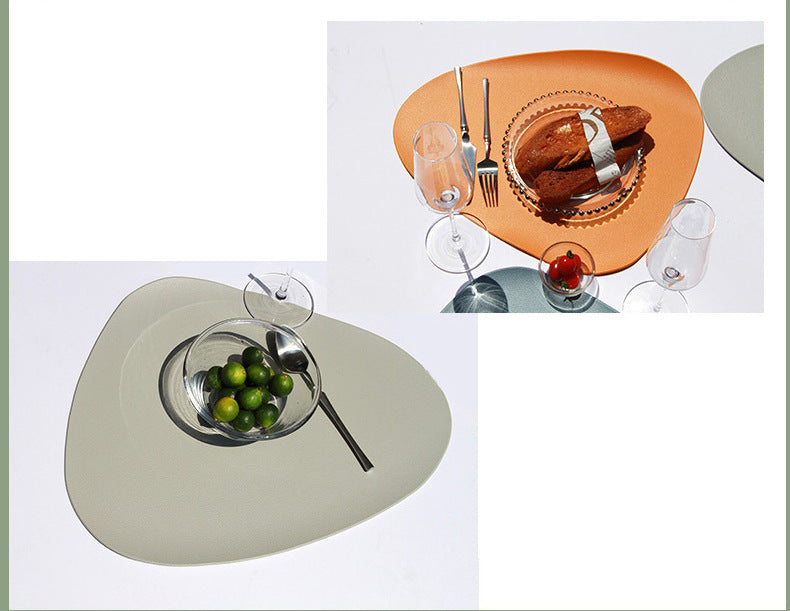 4 Pcs Red Nordic-Style PVC Leather Placemats Set of 4 - Waterproof, Heat-Resistant, and Oil-Proof Triangular Table Mats