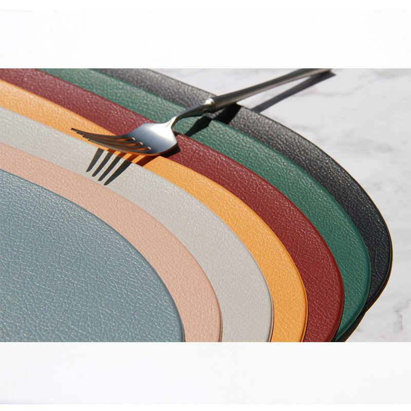 4 Pcs Blue Nordic-Style PVC Leather Placemats Set of 4 - Waterproof, Heat-Resistant, and Oil-Proof Triangular Table Mats