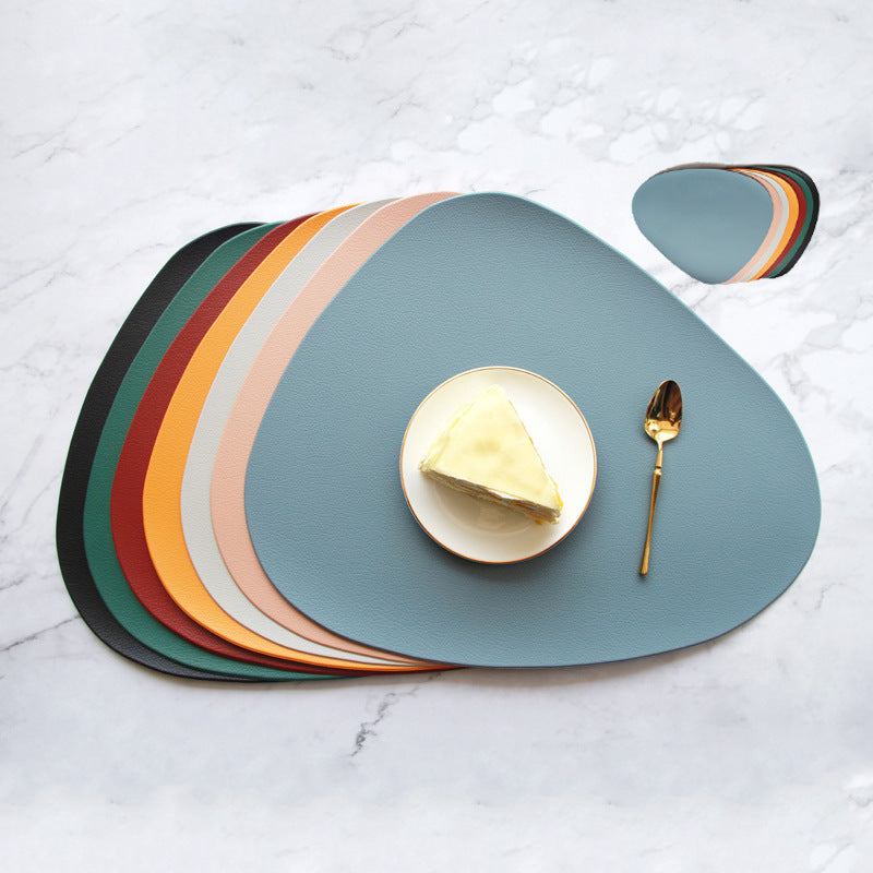 4 Pcs Blue Nordic-Style PVC Leather Placemats Set of 4 - Waterproof, Heat-Resistant, and Oil-Proof Triangular Table Mats