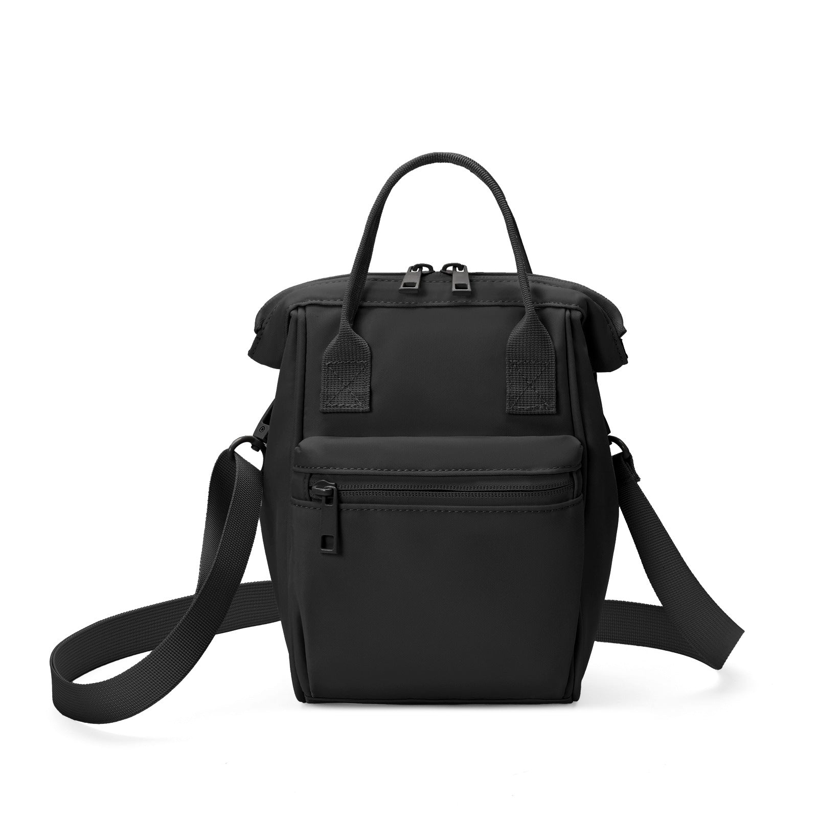 Black Mini Waterproof Oxford Backpack - Lightweight 263g Travel Crossbody Bag with Adjustable Straps