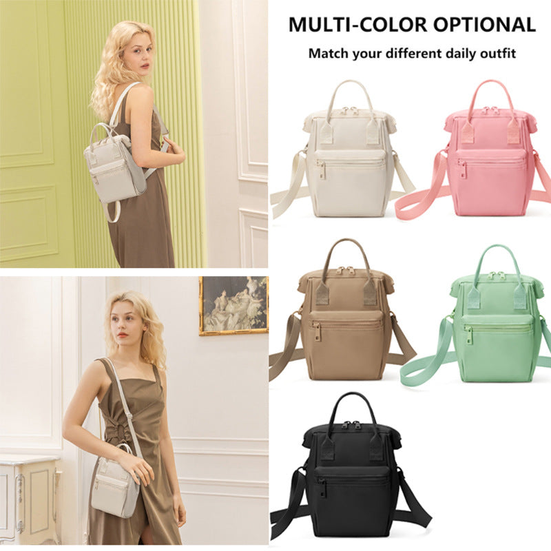 Black Mini Waterproof Oxford Backpack - Lightweight 263g Travel Crossbody Bag with Adjustable Straps