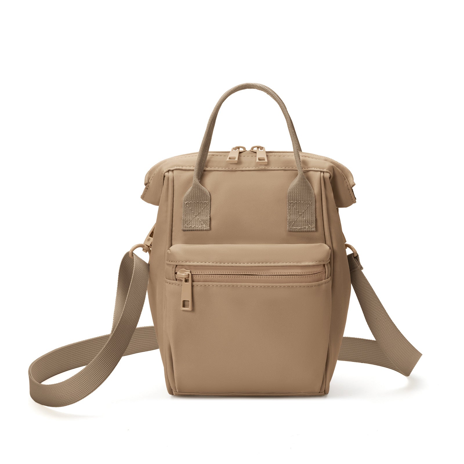 Brown Mini Waterproof Oxford Backpack - Lightweight 263g Travel Crossbody Bag with Adjustable Straps