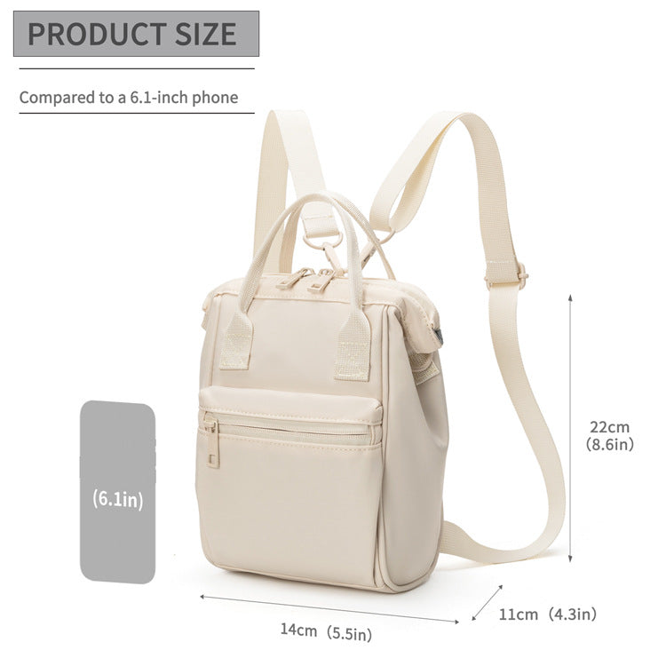 Brown Mini Waterproof Oxford Backpack - Lightweight 263g Travel Crossbody Bag with Adjustable Straps