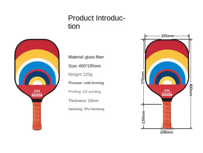 Style 1 Colorful Geometric Patterns Fiberglass Pickleball Paddle Set - 2 Paddles, 4 Balls, and Portable Carry Bag for Outdoor Play