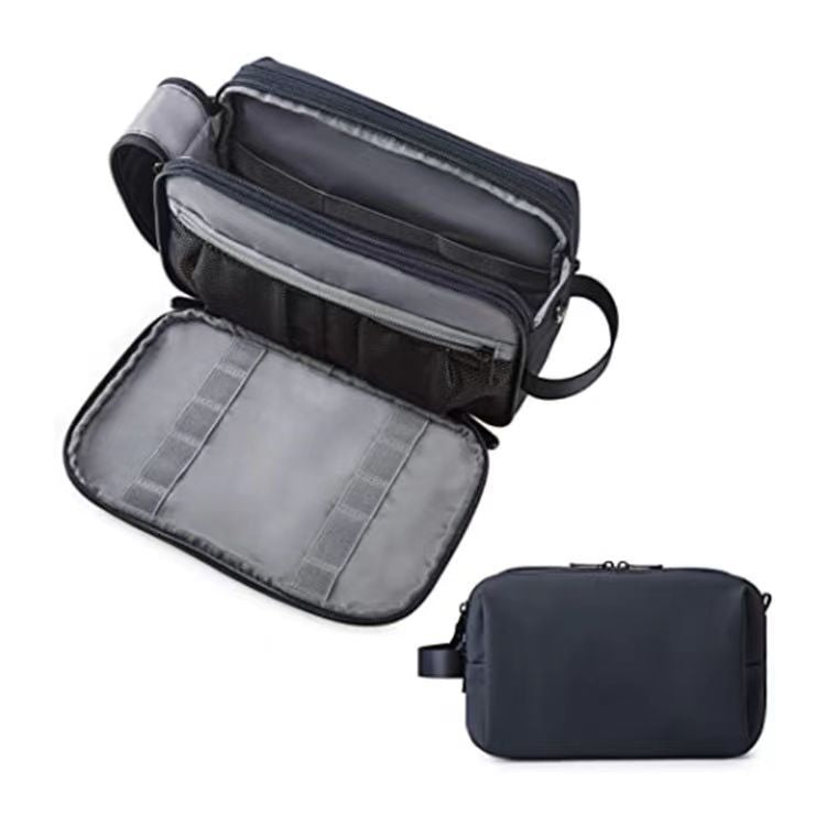Dark Blue Stylish Waterproof Travel Toiletry Bag Organizer - Large Capacity Shaving Kit & Makeup Case(Makeup is a prop for shooting and is not included)