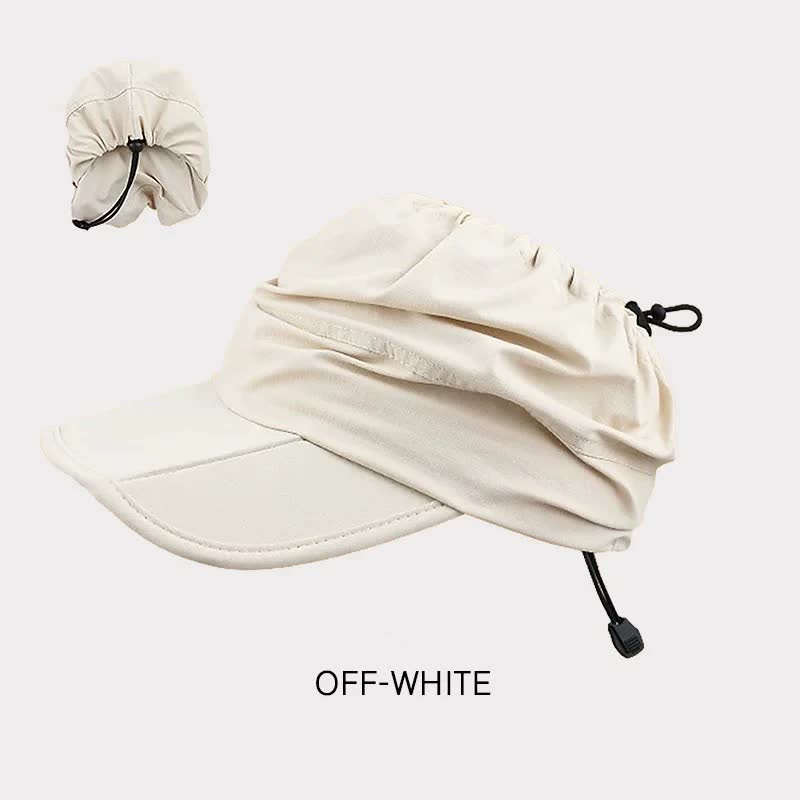 Beige Foldable Quick-Dry Summer Sports Visor Hat UPF 50+ Adjustable Outdoor Sun Cap