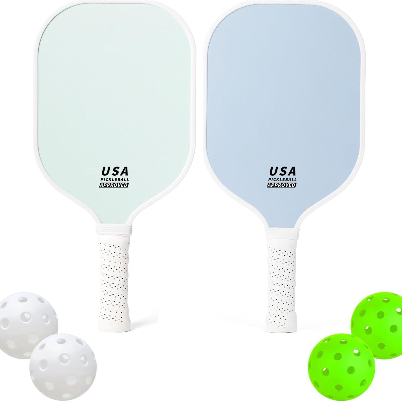 Pink Fiberglass Pickleball Paddle Set - 2 Minimalist Paddles, 4 Balls, and Carry Bag for Outdoor Play