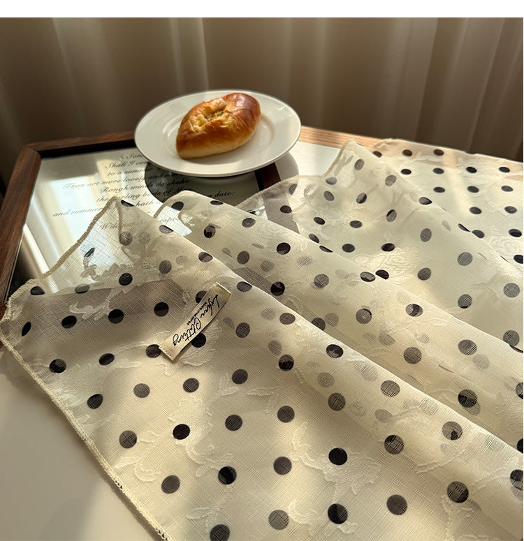 Style 15 Beige Versatile Patterned Square Scarf | 65x65cm Lightweight Polyester Neckerchief Headband | Vintage Polka Dot & Floral