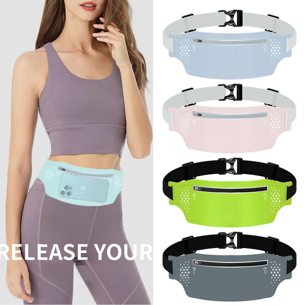 2 Pcs Black Lightweight Women's Running Waist Bag - Splash-Proof Fitness Belt with Stretchable Phone Storage