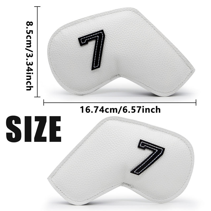 Gray Green Golf Iron Head Covers Set of 10 - Waterproof PU Leather Club Protectors with Embroidered Numbers (3-9, P, A, S)