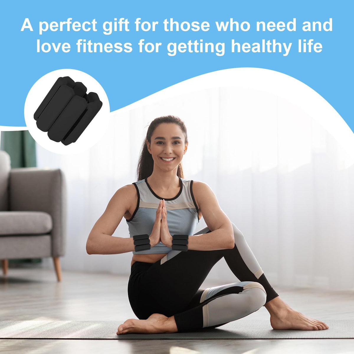 White Adjustable Silicone Wrist & Ankle Weights - 2lb Pair (900g) | Comfortable Fitness Resistance Bands for Workout, Running, Training
