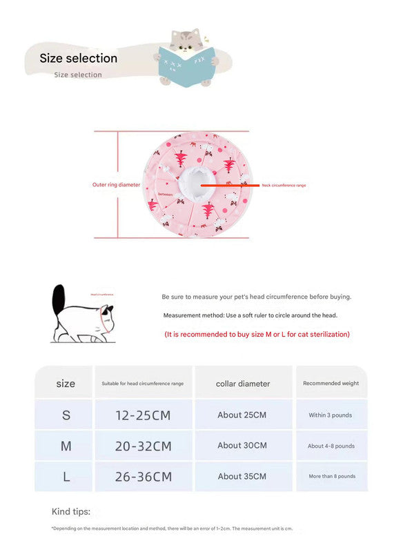 2 Pcs Size M Pink Comfortable Pet Recovery Collar | Waterproof Anti-Lick Collar for Cats & Dogs