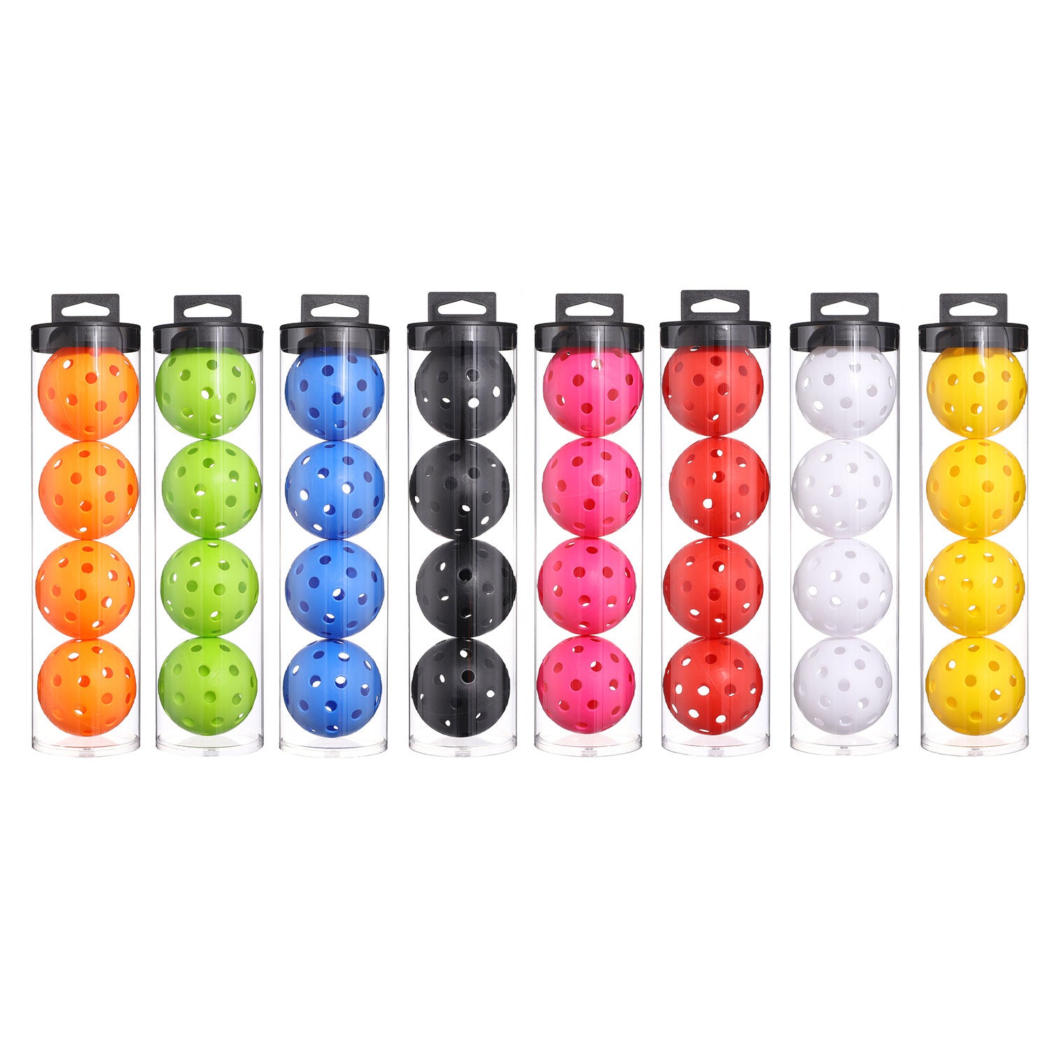 2 Tubes Yellow Outdoor Pickleball Balls 4-Pack - Durable 40-Hole Design with Carry Tube(8 balls in total)