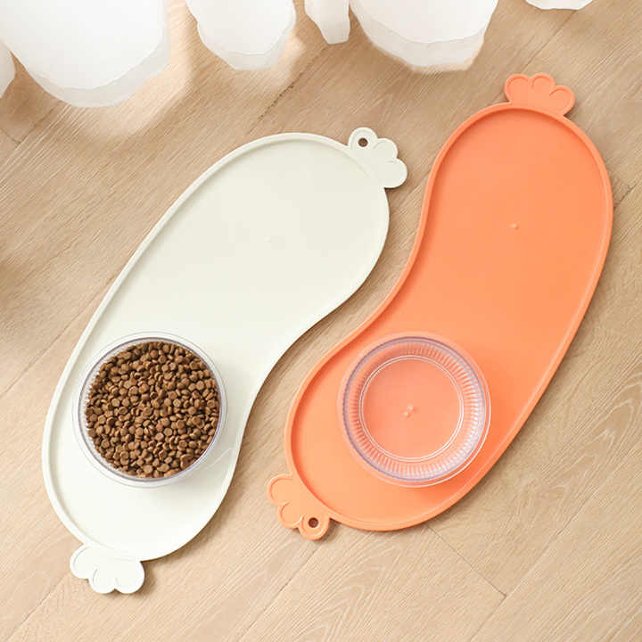White Non-Slip Pet Feeding Mat - Waterproof Dog & Cat Food Bowl Placemat with Raised Edges